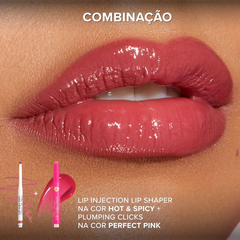 Gloss Labial Lip Injection Extreme Plumping Clicks, Perfect Pink, 1.5g